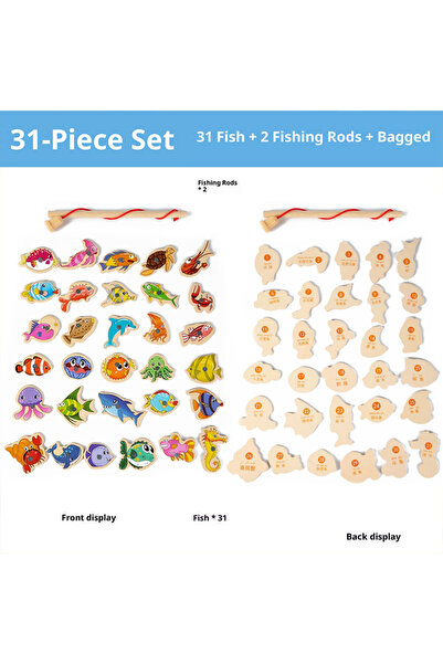 Choice 31pcs set Wooden Magnetic Fishing Toy Set for Kids Montessori Educatio...