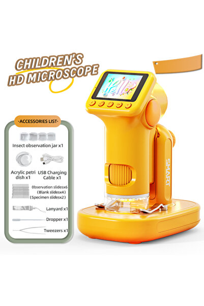 Choice Yellow 1600X Handheld Microscope 2 Inch Screen Magnifier Lens Mini Por...