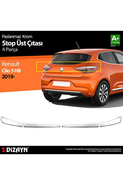 S Dizayn S-Dizayn Renault Clio 5 Krom Stop Üst Çıtası 4 Prç. 2019 Üzeri 7027098