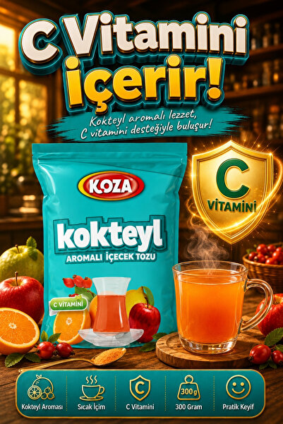 Koza C Vitamini Kokteyl Aromalı Pratik Lezzet Meyveli Tek İçimlik Premium İçecek Tozu 300 Gram