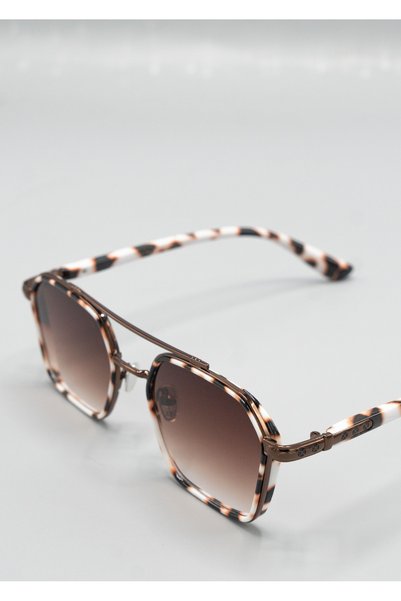 Eyemood Unisex Pilot Güneş Gözlüğü Desenli Çerçeve Kahverengi Degrade Cam Bar...