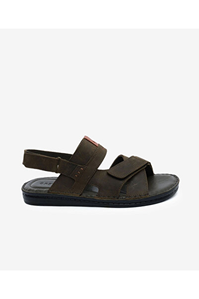 Greyder Erkek Haki Hakiki Deri Sandalet 6Y1FS67856
