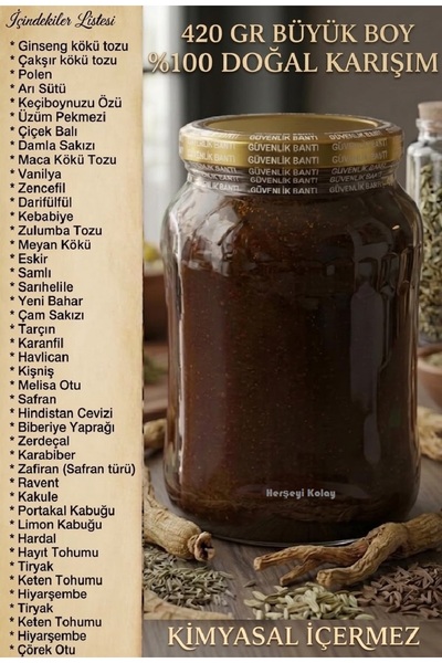 Herşeyi Kolay Mesir Macunu 420gr Kırmızı Ginseng Keçiboynuzu Maca Kökü Panaks...
