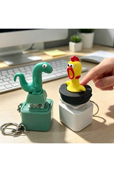 Choice3 2pcs Creative Scream Lizard Chicken Press Button Keychains Sound Ligh...