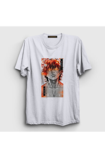 Presmono Unisex White Fire Anime Hanma Baki T-shirt317590tt