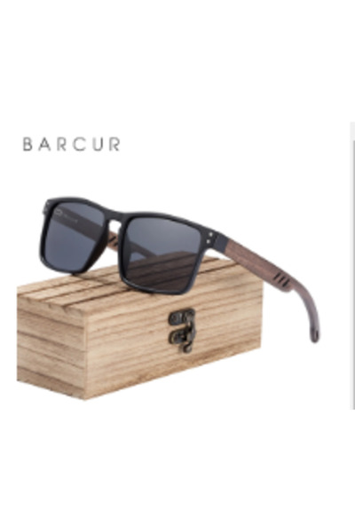 Choice BARCUR Black Gray Wood BARCUR Men's Sunglasses for Men Brand Designer ...