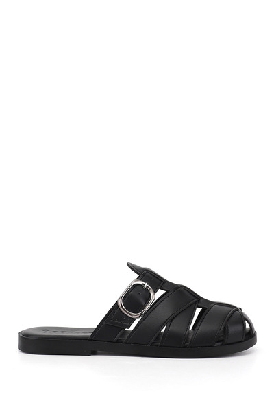 GÖNDERİ(R) Women's Black Strappy Closed Toe Shoes Slipper