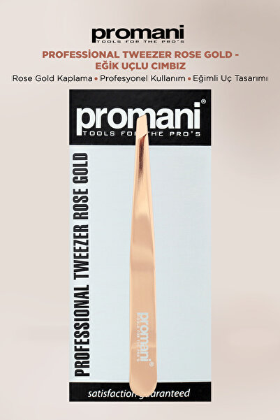 Promani Professional Tweezer Rose Gold - Eğik Uçlu Cımbız