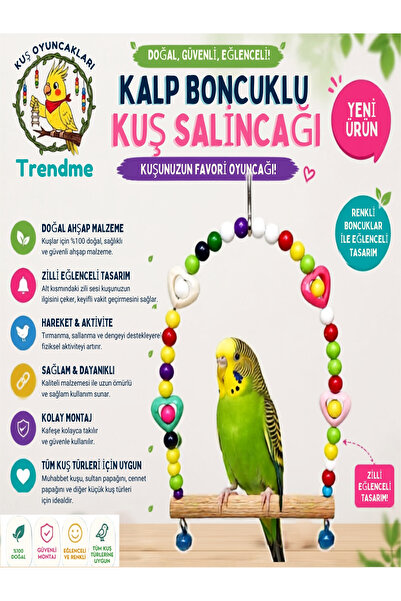 UniqBirdToys Uniq Bird Toys Boncuklu Zilli Kuş Salıncağı