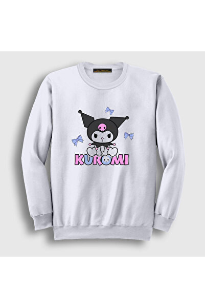 Presmono Unisex White Ribbons Kurami Kurami Sweatshirt 569258Tt