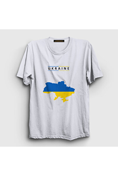 Presmono Unisex White Ukraine Map Flag Ukraine Map Flag T-Shirt 563310Tt