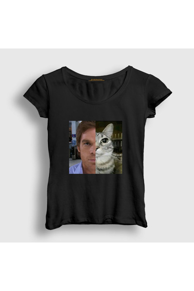 Presmono Women's Black Dexter Morgan Cat T-Shirt 602479Tt