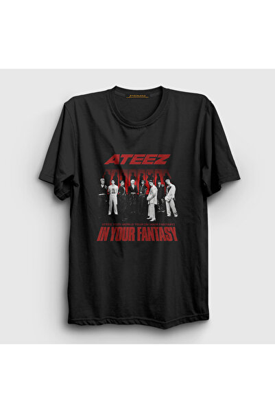 Presmono Unisex Black in Your Fantasy K-Pop Ateez T-Shirt 597570Tt
