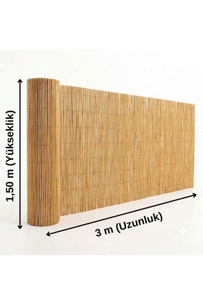 AYGHOME 150 Cm X 3 Metre Doğal Bambu Çit - Hasır Kamış Çit -Bahçe Çiti Balkon...