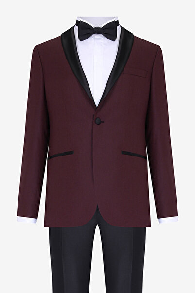 W Collection BORDO ŞAL YAKA SMOKİN TAKIM ELBİSE