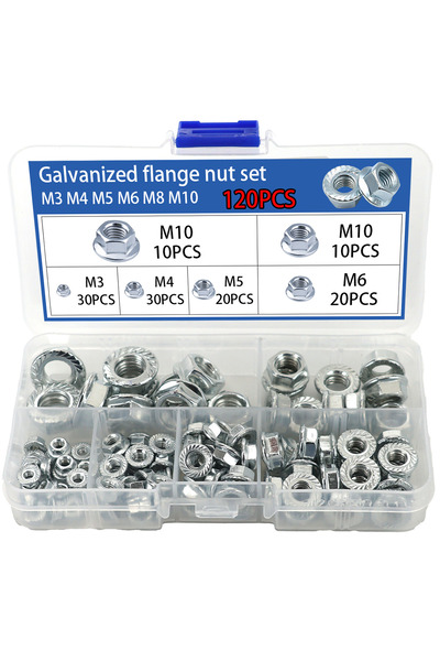 Choice FL120pcs 120pcs Hexagon Flange Nuts Galvanized Flange Nuts, Hexagon An...