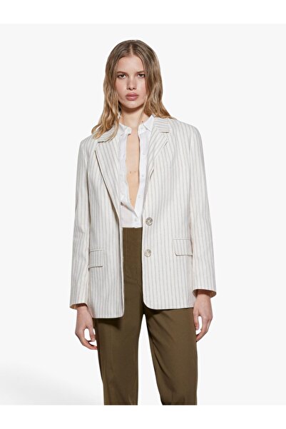 Sisley Keten Karışımlı Düğmeli Cepli Blazer Ceket Kadın Siyah Ceket - 325P25I...
