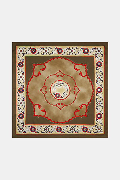 Vakko BEJ ÇİÇEK DESENLİ TWILL EŞARP