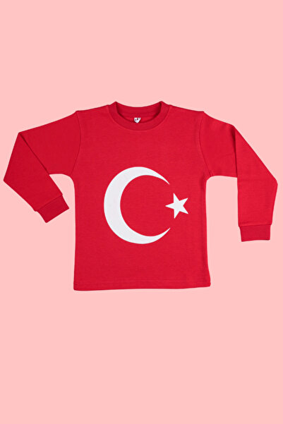 NOBLEKIDS Children's Long Sleeve Moon Star Printed T-Shirt Red