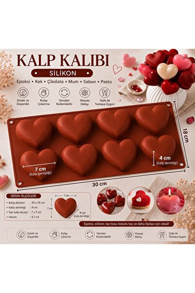 Şenhomee Silicone Heart Cake Chocolate Soap Candle Pastry Mold Stone Powder S...