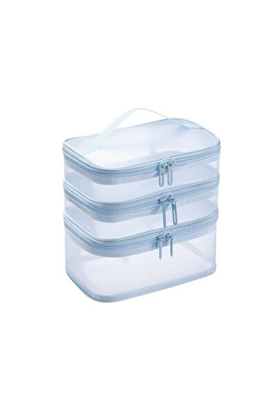 Choice13 blue-3 layer 2/3 Layer Portable Transparent Mesh Travel Bag Large Ca...