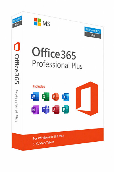 Office365 Pro Plus Dijital Üyelik 1 Yıl 5 PC Etkinleştirme Word - Excel - PowerPoint 2026 1TB Onedrive