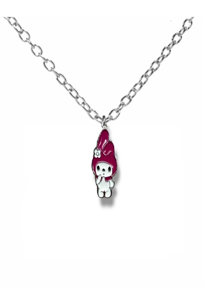 Herşey Nota Purple Necklace with Kuromi Figure – Cute Gothic Character Jewelr...
