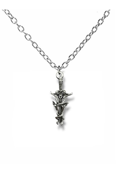 Herşey Nota Dragon Figured Sword Necklace – Zamak Plated Unisex Mythological ...