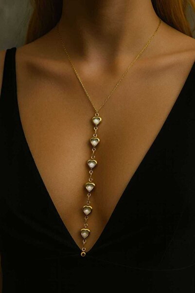 Herşey Nota Gold Heart Y Necklace – Stainless Steel New Season Design