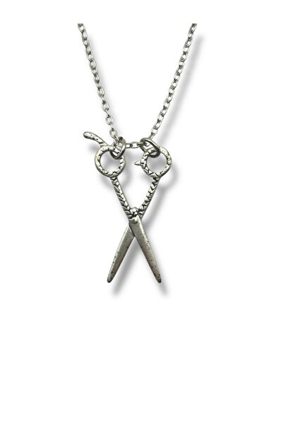 Herşey Nota Large Scissors Figured Necklace – Zamak Plated Unisex Accessory w...