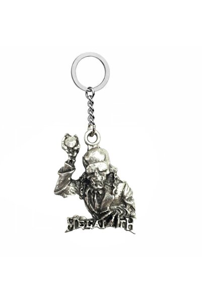 Herşey Nota Megadeth Logo Metal Keychain – Silver Plated |   Unisex Gothic Ac...