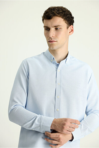 Kiğılı Long Sleeve Slim Fit Slim Fit Patterned Sports Cotton Easy-Iron Button...