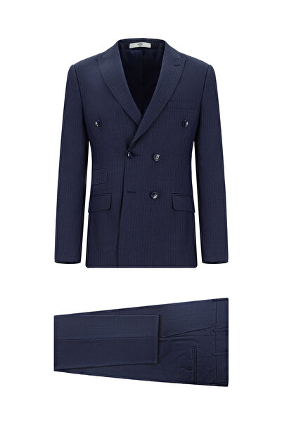 Kiğılı 7 Drop Super Slim Fit Extra Slim Fit Striped Double Breasted Suit