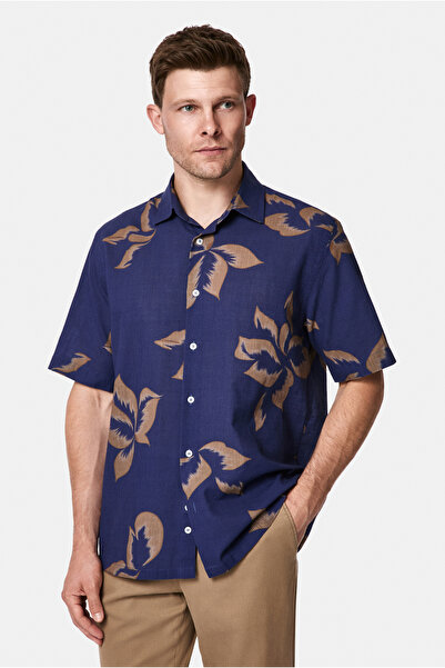Abdullah Kiğılı Short Sleeve Boxy Fit 100% Cotton Printed Shirt