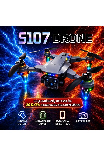 ROSE TEKNOLOJİ S107 KATLANABİLİR 4K HD 2 KAMERALI FPV CANLI GÖRÜNTÜ 2 BATARYA...