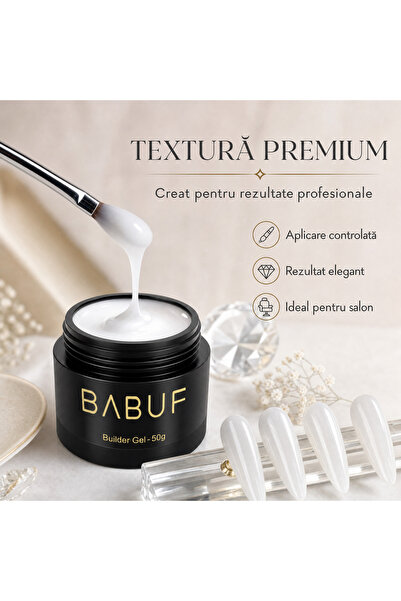 BABUF Gel de construcție fosforescent autonivelant BABUF, alb lăptos, 50g