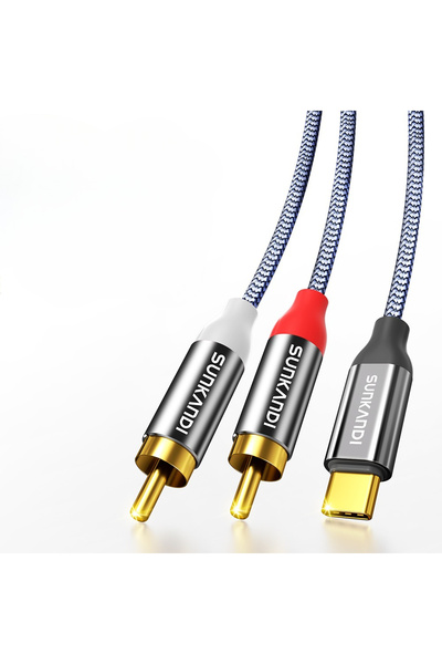 Choice Type-C to Multi 0.6m Grey SUNKANDI RCA Cable, USB C to 2 RCA Audio cab...