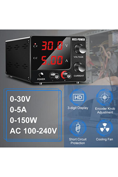 Choice1 100-240V 30V 5A EU Plug Nice-power Laboratory DC Power Supply Adjusta...