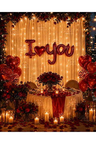 Parti Dükkanı I Love You Foil Balloon 97X54 cm Red Heart I Love You Balloon V...