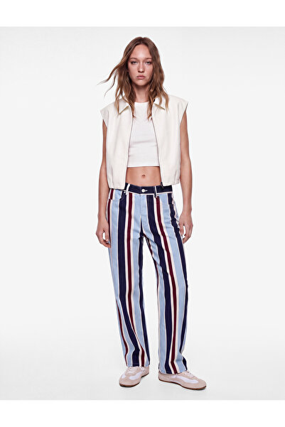 Koton Striped Cotton Straight Denim Trousers - Straight Jeans