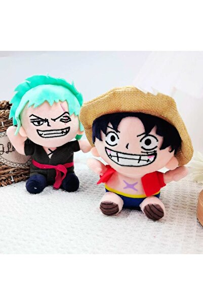 BANDAI 2pcs-chain NEW One Piece Anime Figure Zoro Luffy Chopper Plush Toys Cu...