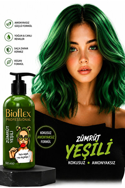 Bioflex Amonyaksız Zümrüt Yeşili Saç Boyası 250 ml Kokusuz Su Bazlı Geçici Re...