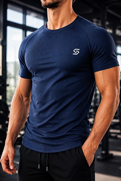 Sapeur Men's Premium Ribbed Compression Sports and Casual T-Shirt - Ultra-Str...