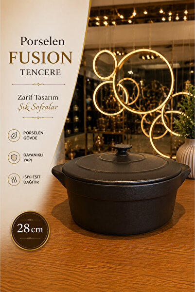 Paşabahçe Porselen FUSION 28 cm Siyah Tencere