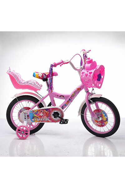 LUDIRO Bicicleta Fete 14 Inch Printesa - Roz, cu Scaun Papusa Inclus | 3-6 Ani