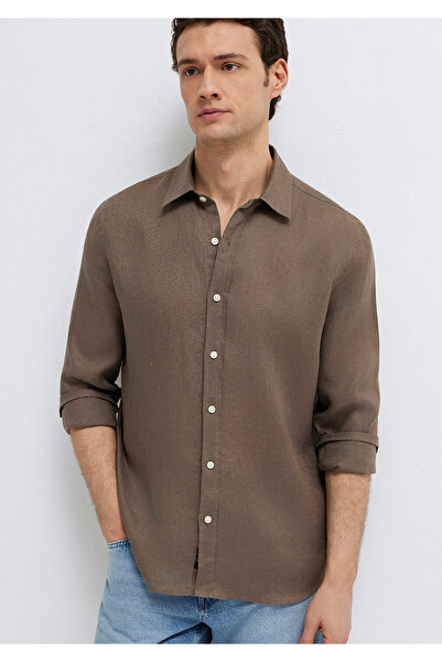 Mavi Braunes Leinenhemd Slim Fit / Eng anliegend 0211466-83866