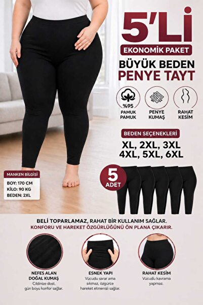 Medament 5-Pack Large Size Mesh Combed Cotton Tights (Extra Large Size) Comfo...