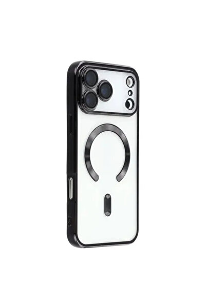 OEM Husă iPhone 17 Pro Max Luxe Armor, MagSafe, Silicon Transparent Negru, Pr...
