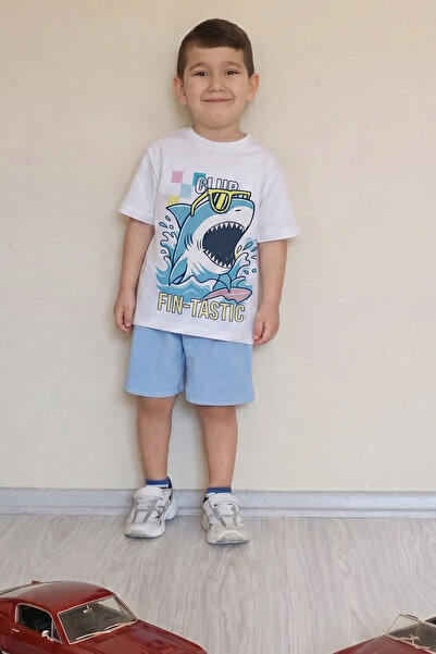 Belya Kids Wear تي شيرت كبير الحجم للأولاد مع شورت سفلي بتصميم Bly Design10 ط...