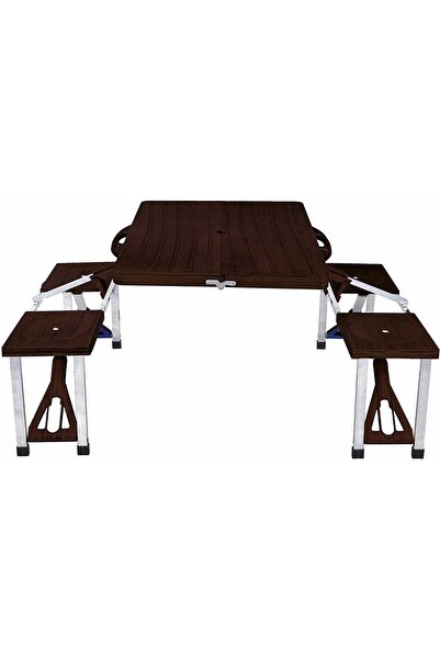 Empressco Katlanabilir Çanta Tipi Piknik Kamp Masası 4 Kişilik Koyu Kahverengi